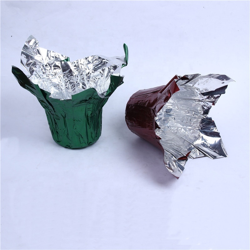 2024 Latest Promotion Price Custom Small To Large Sized Table Plant Print Foil Flower Pots Paper Flower Pot Covers