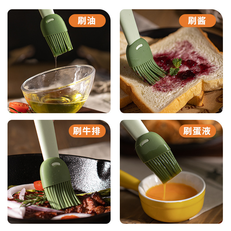 Professional Factory Convenient BBQ 100ml Glass Jar Silicone Top Cooking Oil Vinegar Brush Kitchen Brush