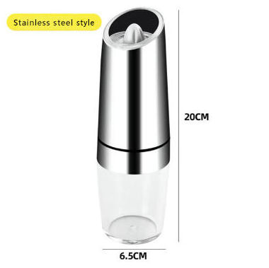 Automatic Operation Stainless Steel Gravity Electric Mill Pepper and Salt Grinder Set Silver Battery Powered with LED light