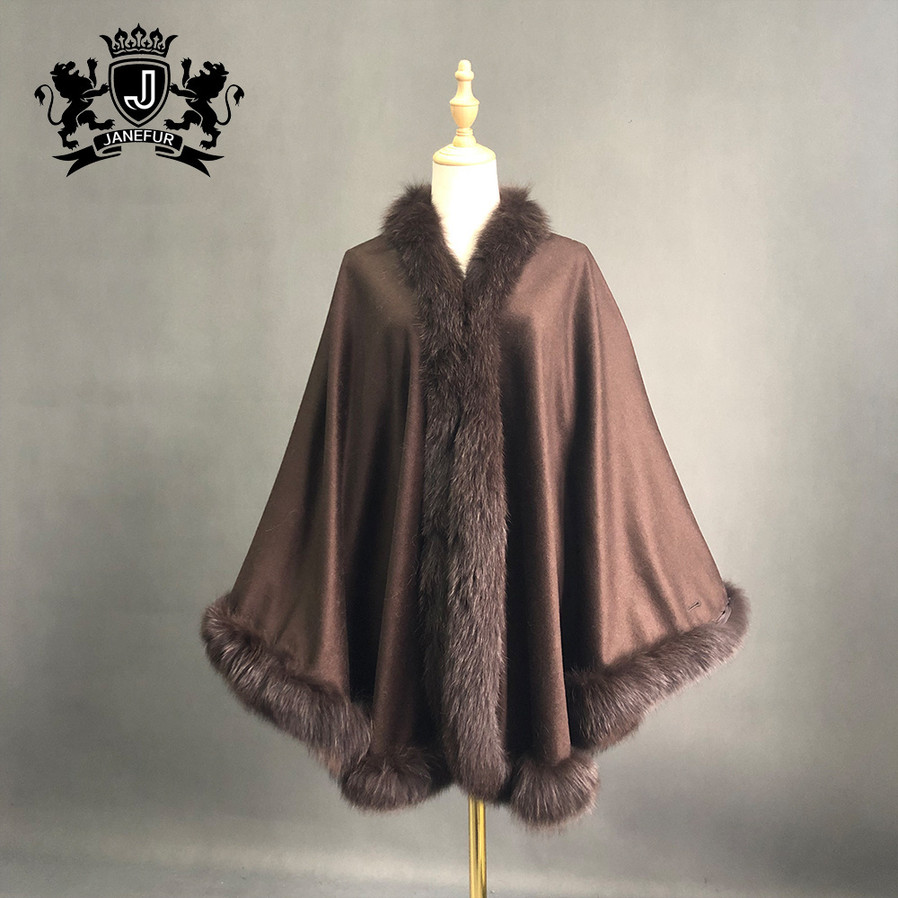 New genuine blue fox fur shawl for women winter cape poncho fashion cashmere shawl