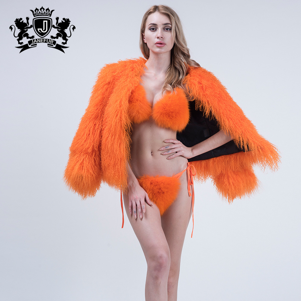 Plus size new style fashion bikini real fox fur bra fur underwear sexy Fox Fur Bikini