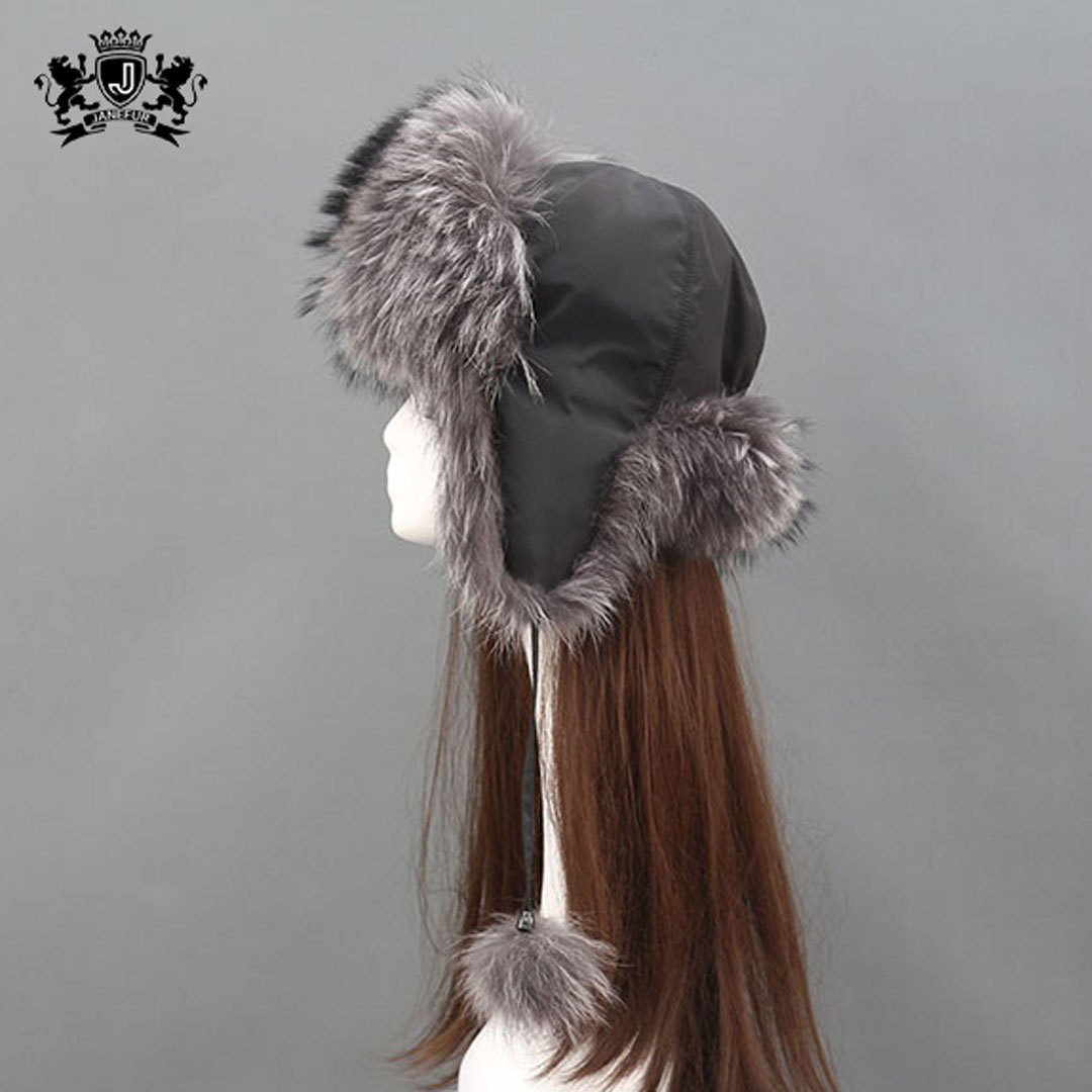 Factory Wholesale Ear Flaps Winter Furry Hats Fashion Warm Trooper Fox Fur Russian Hat For Women