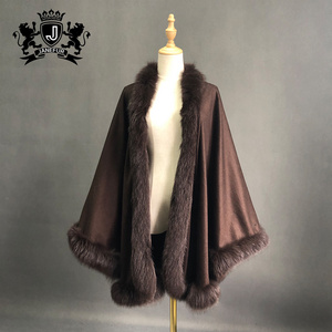 New genuine blue fox fur shawl for women winter cape poncho fashion cashmere shawl