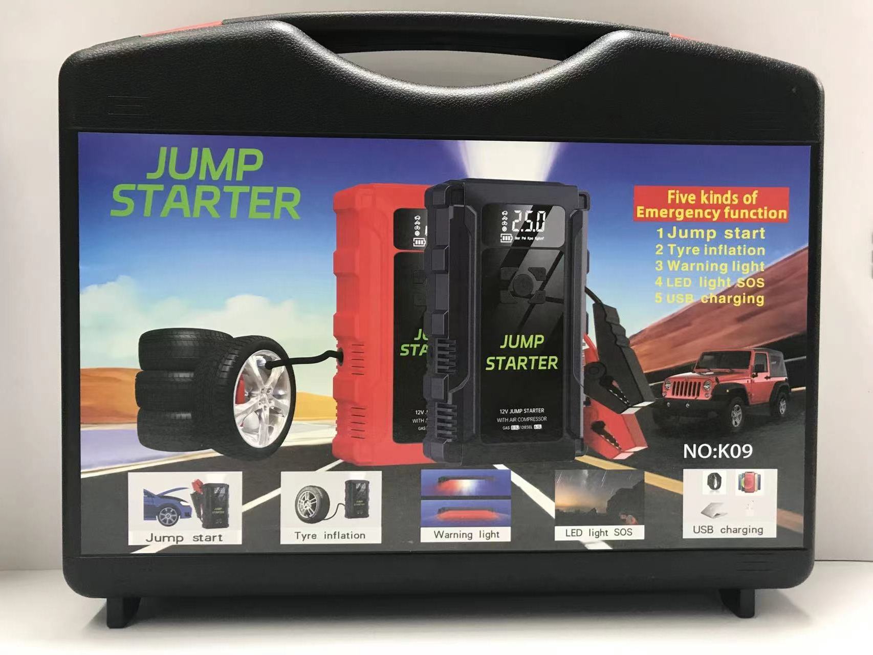 Lithium Jump Starter with Car Air Pump Portable Car Jump Starter with Air Compressor Battery Jump Starter with Tire Inflator