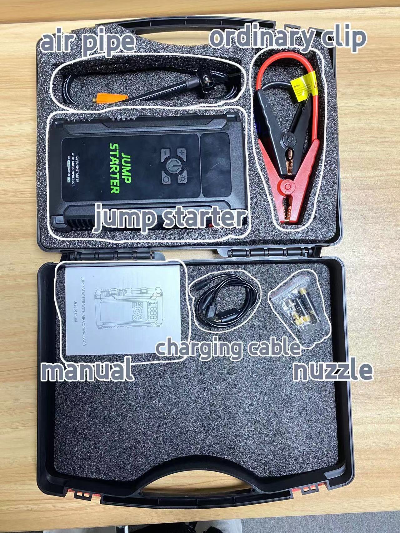 Lithium Jump Starter with Car Air Pump Portable Car Jump Starter with Air Compressor Battery Jump Starter with Tire Inflator