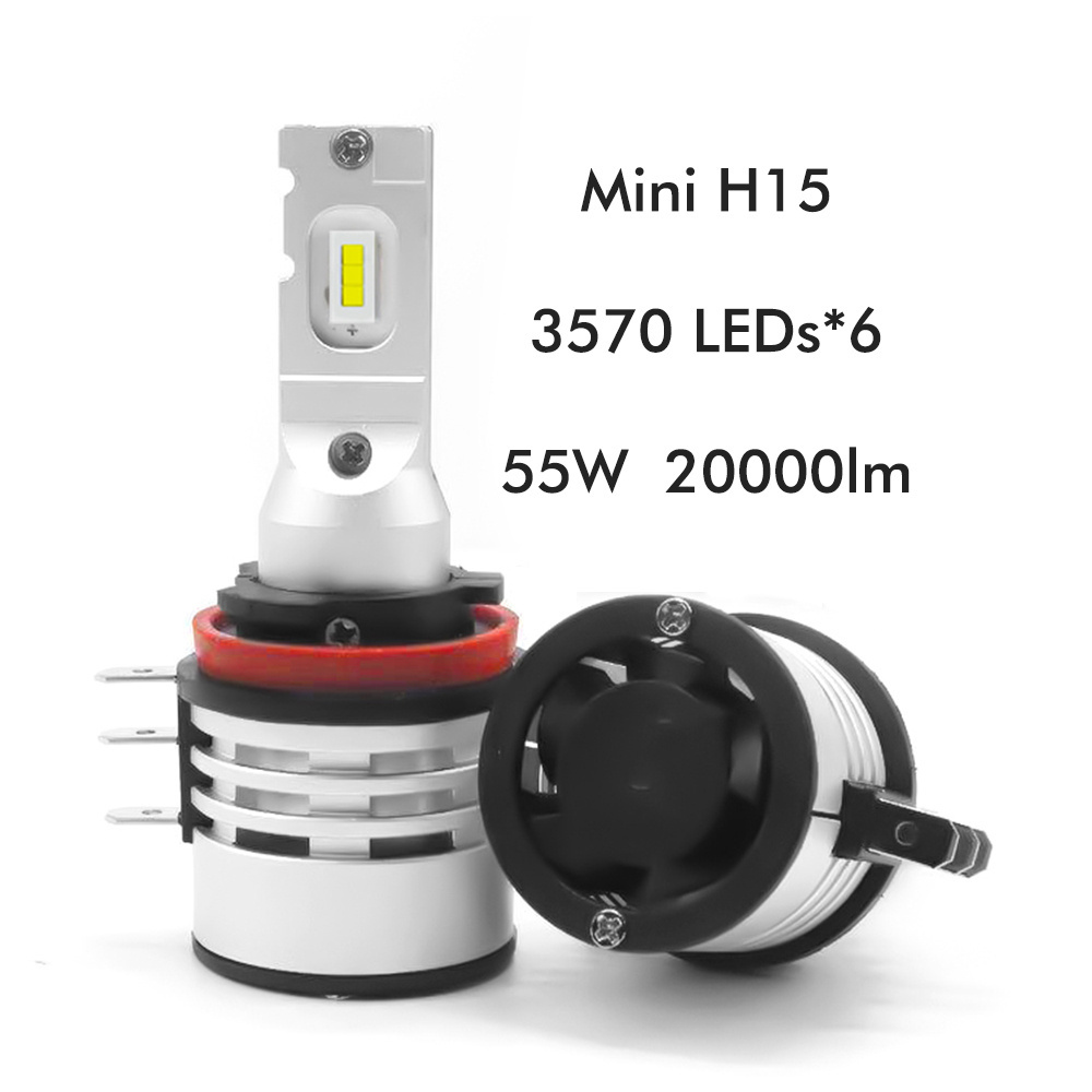 Auto Led H15 Car Headlight Bulb 3570 12V 24V Fan 20000lm 55W Foco Luces Led H1 H13 9005 H7 H11 H4 H15 Led Headlight Mini for Car