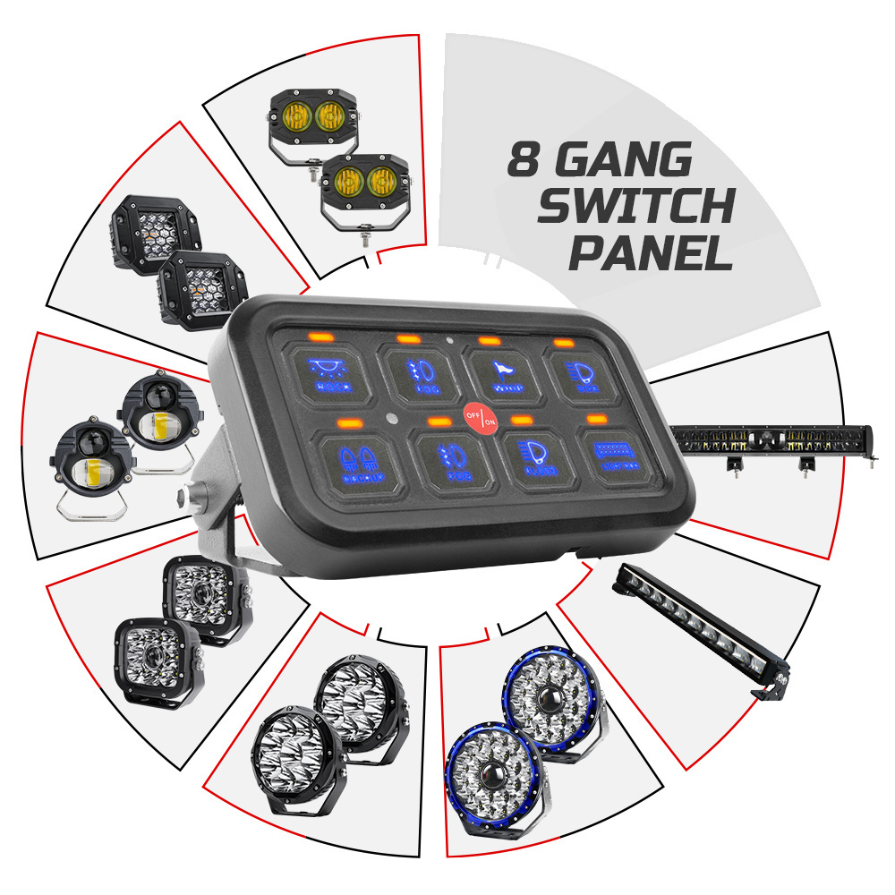 Light 8 Gang 6 Gang 12V Led Aux Switch Panel For Truck