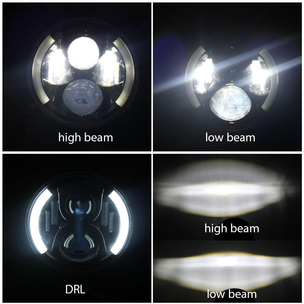 CE IP68 7 inch Angel Eye DRL Turning Light Round High Low Beam Faro Delantero De Motocicleta 7'' Inch Led Headlight for Motor