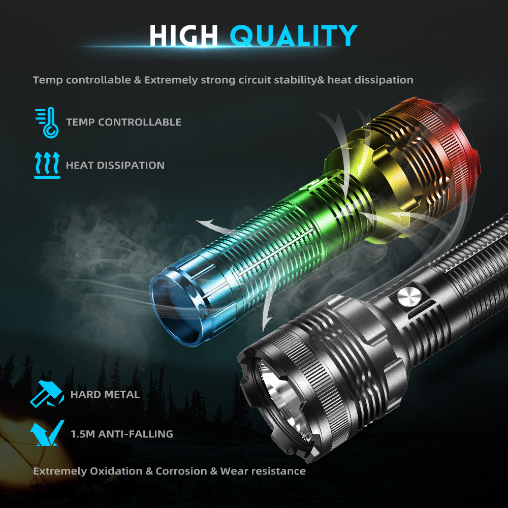 Newest 20W Super Bright Waterproof IP67 Tactical Outdoor Searchlight LEP Rechargeable Laser Flashlight 2KM