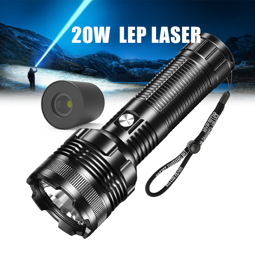 Newest 20W Super Bright Waterproof IP67 Tactical Outdoor Searchlight LEP Rechargeable Laser Flashlight 2KM