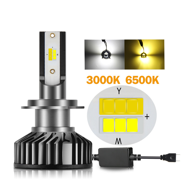 3000K 6500K Canbus Led H1 H11 H13 9005 9006 9007 Car Fog Lights F2 Dual Color Led Headlight H7 H4 Led Bulb H4