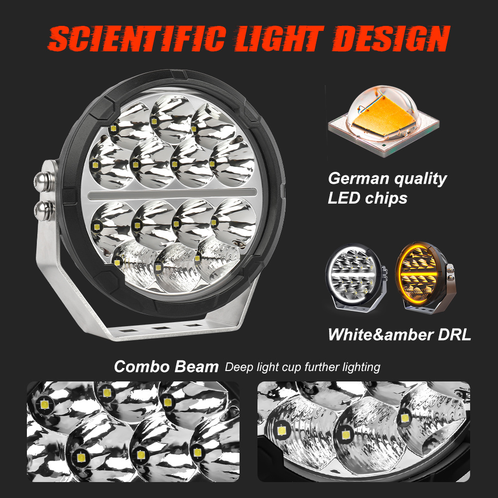 White Amber DRL Super Bright Combo Beam 1500M Spotlight Off Road Truck Offroad 4x4 Round 6.5 7 Inch Led Driving Light for Jeep