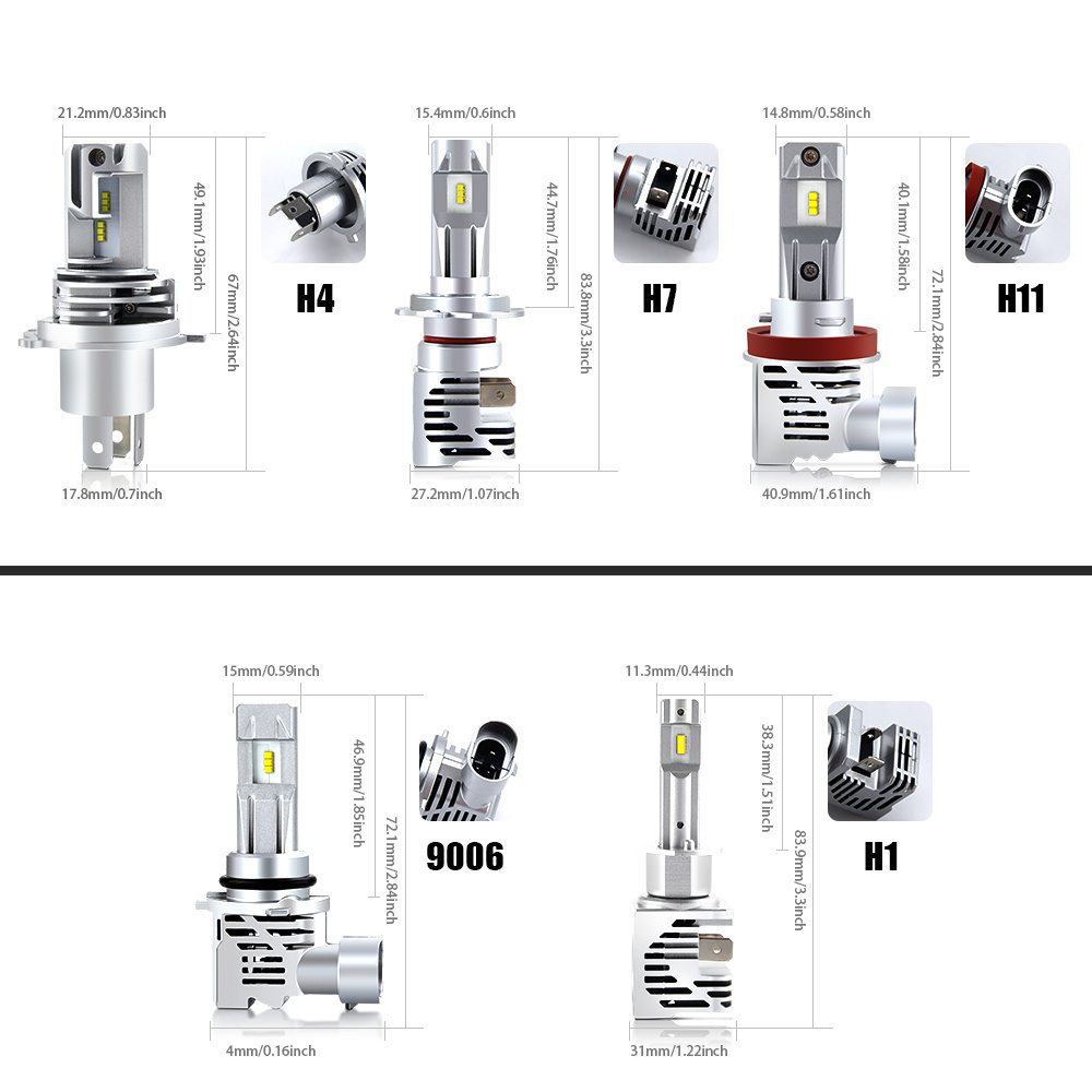 Small Size As Halogen Bulb LED Car Headlights H13 9004 9007 H1 H3 880 881 9005 9006 H11 Auto Led Bulbs H4 M3 Led H7