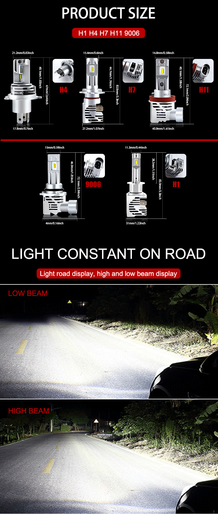 Small Size As Halogen Bulb LED Car Headlights H13 9004 9007 H1 H3 880 881 9005 9006 H11 Auto Led Bulbs H4 M3 Led H7