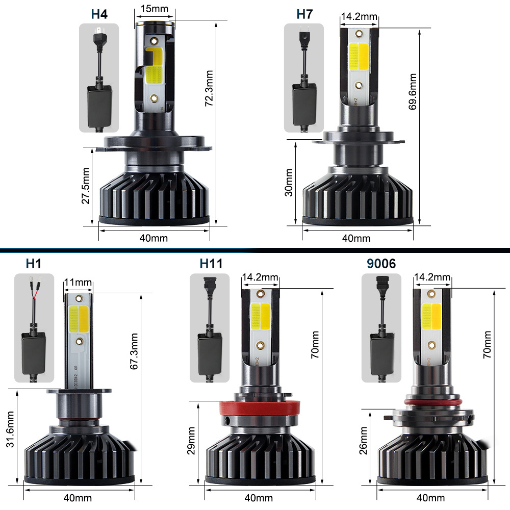 Dual Color Turning Lights H11 9005 Fog Headlights H4 Amber Yellow 9006 Led Headlight Bulb