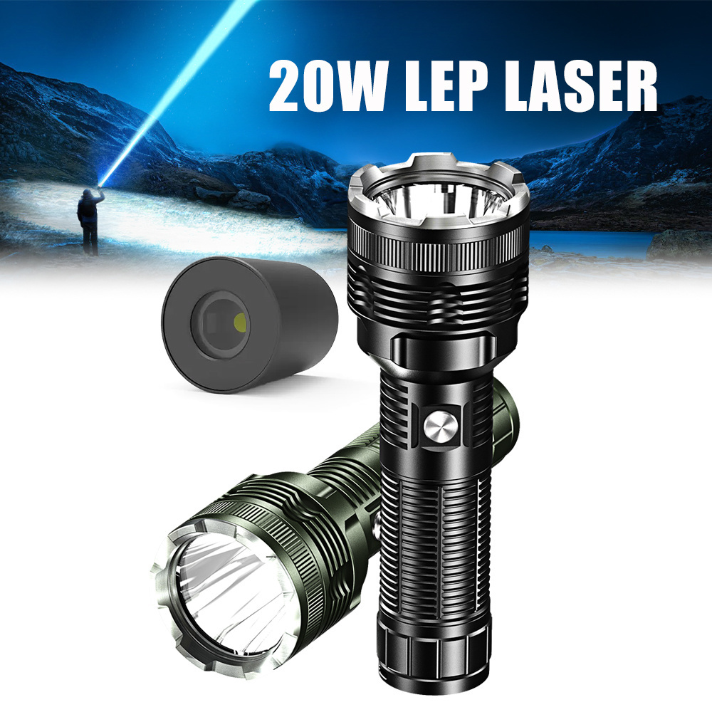 Newest High Power Laser LED Torch Flashlight Laser, 20W Tactical White Laser LEP Flash Light