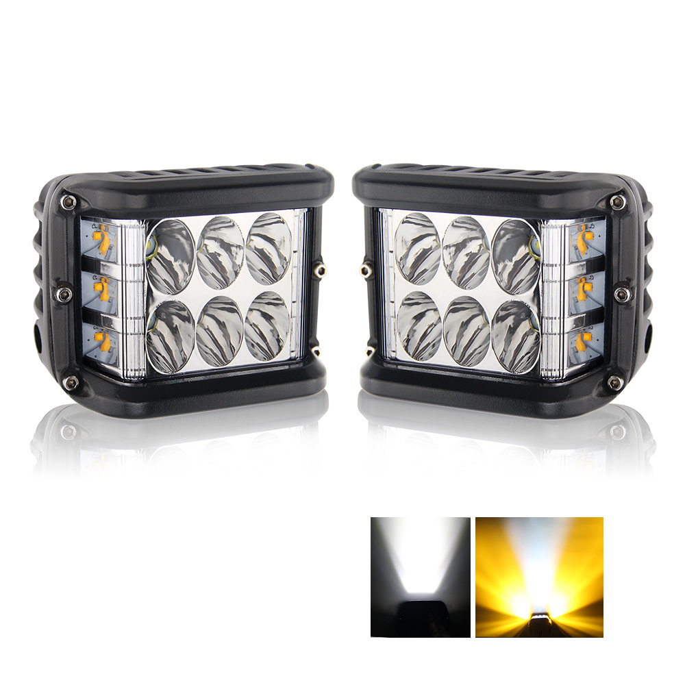 Double Side Light Square Dual Color Strobe 3inch 12V 24V Led Work Light