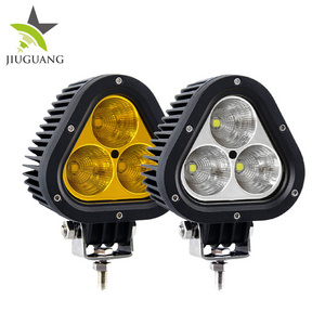 White Yellow Triangle 4 Inch 12V Led Fog Driving Lights, 45W SUV Offroad Tractor 4WD 12 24 Volt Led Work Light Triangle