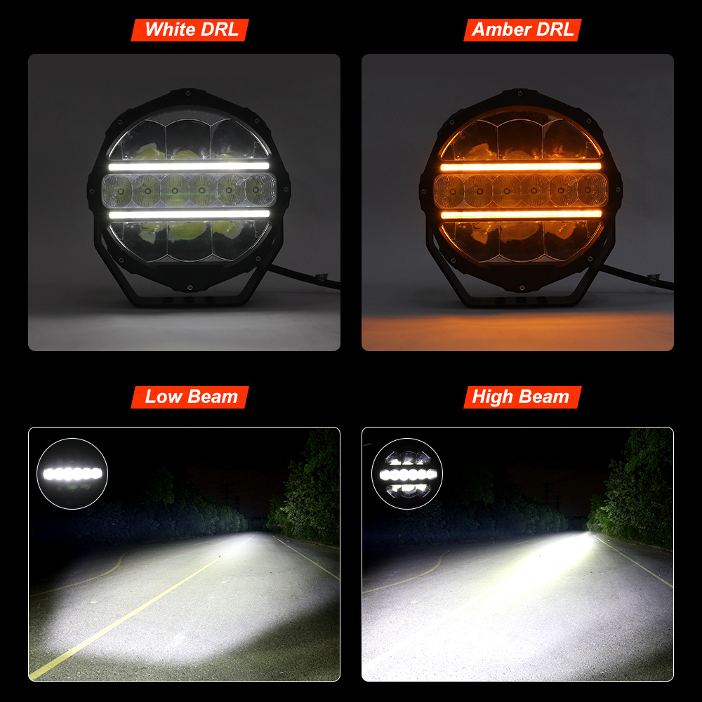 High Power 1400M Super Bright Truck 4WD Offroad LED Spotlight 4x4 9 inch, Car Led Work Light 24V 12V Round Led Driving Light DRL