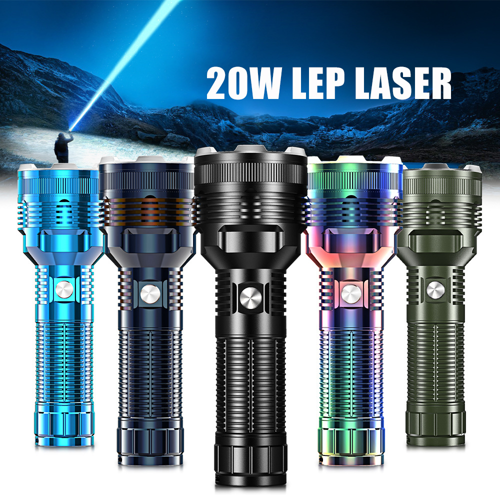 Newest Long Throw High Power 20W Panoramic White Laser LEP Tactical Flashlight Laser