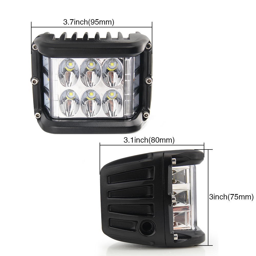 Double Side Light Square Dual Color Strobe 3inch 12V 24V Led Work Light