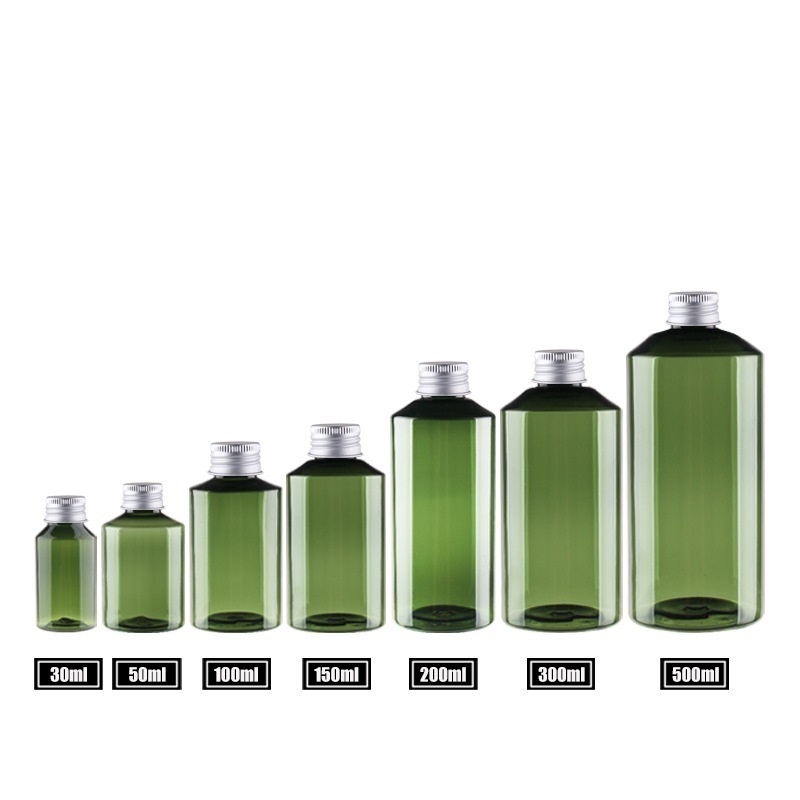 Wholesale empty green slanted shoulder lotion bottle for skincare shampoo and shower gel bottle cosmetic packaging