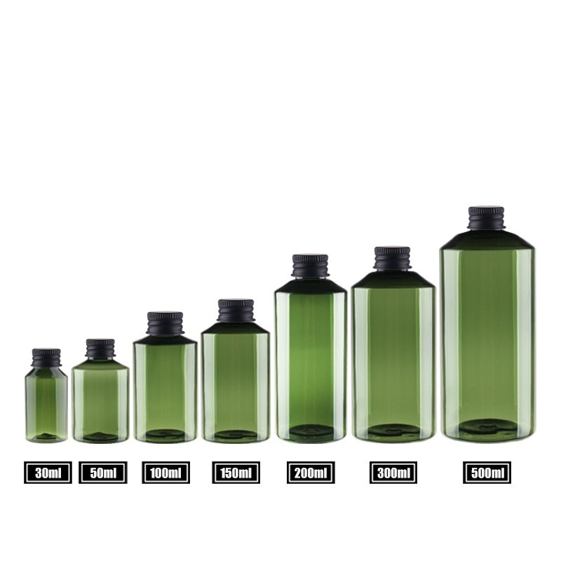 Wholesale empty green slanted shoulder lotion bottle for skincare shampoo and shower gel bottle cosmetic packaging