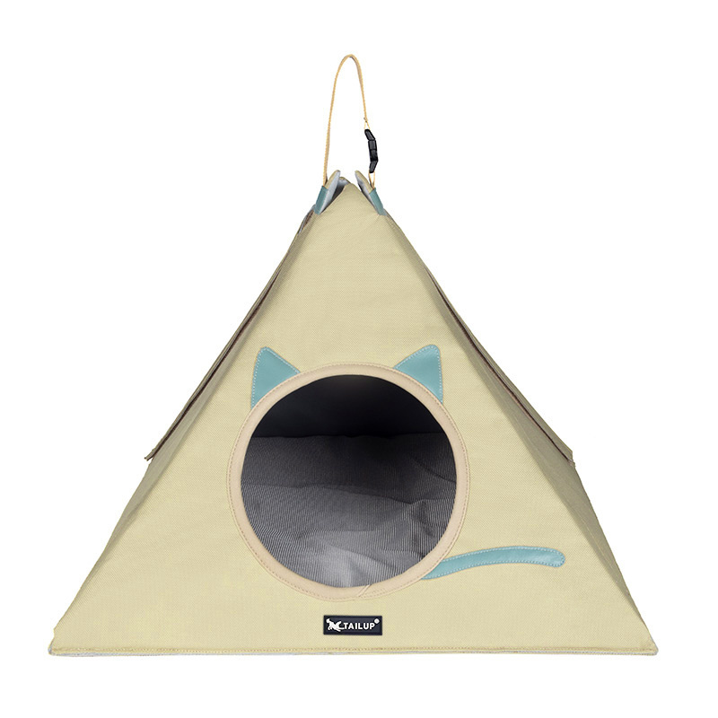 TAILUP Collapsible Tents Shape Indoor Pet Cat Cave Nest Bed with Removable Cushion