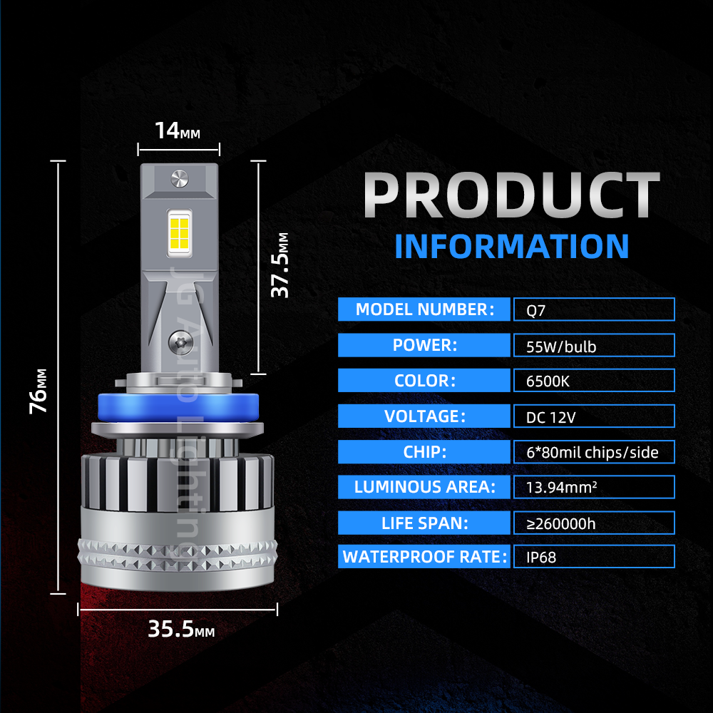 JG Q7 Super Bright 100W 24000LM H1 H7 H8 H11 9005 HB3 9006 HB4 9012 canbus led Headlight Auto Car H4 Led Headlight bulbs