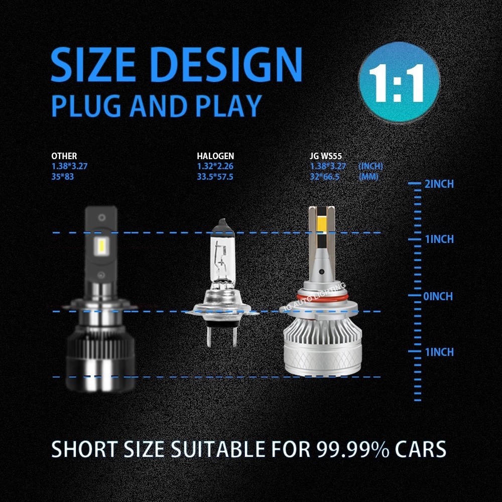 JG WS55 H11 LED Headlight bulb h7 120W 50000LM LED H13 9004 HB3 9005 HB4 9006 H4 LED Car Headlights high power LED Canbus