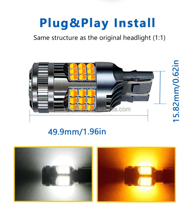 Dual color Switchback 1156 Ba15s 7443 1157 3157 BA15D Car Canbus T20 36 SMD 3030 Drl Car Led Reversing Led Lights For Cars