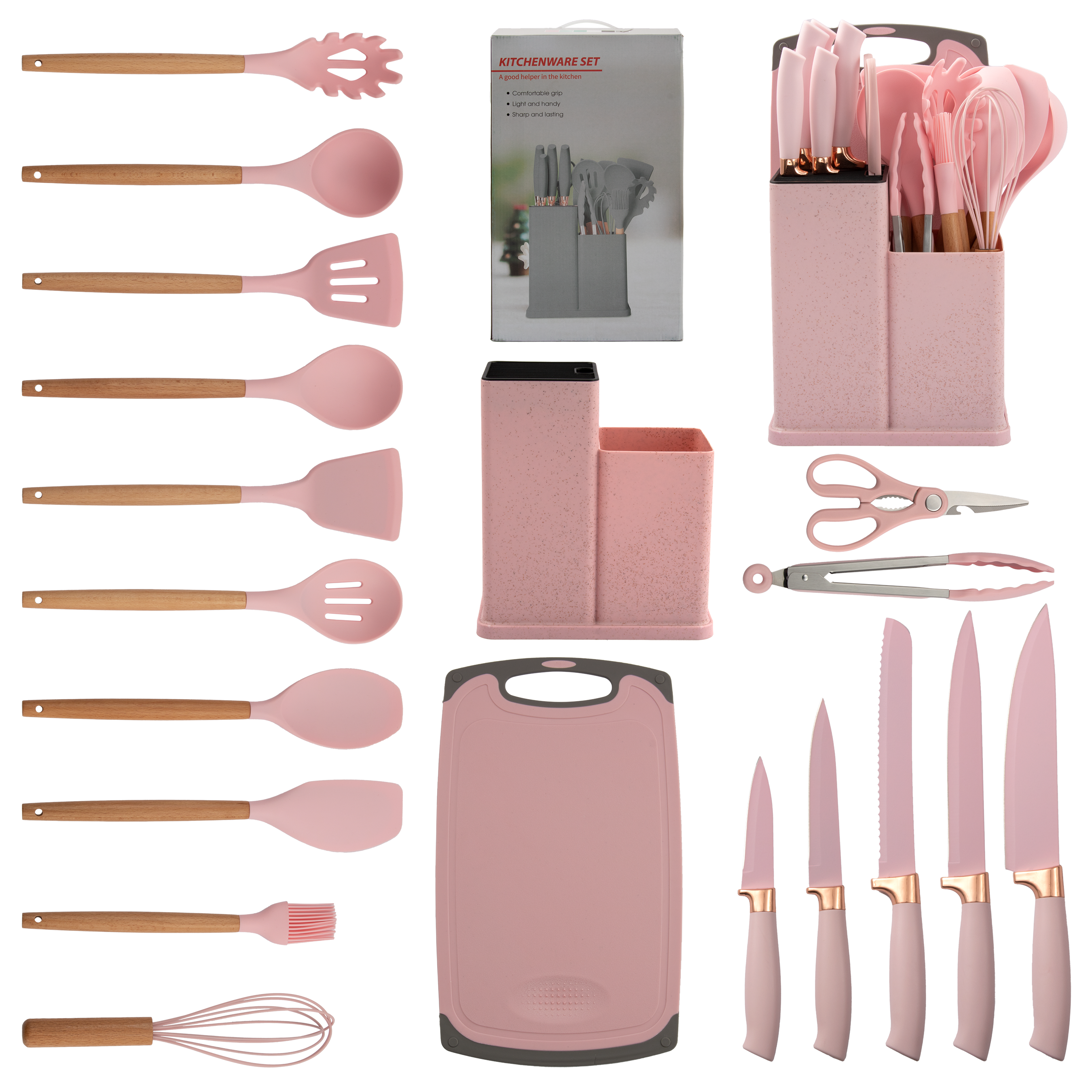 wholesale 19pcs non stick Non-Stick professional silicone cookware Spatula utensils cooking kitchen kitchenware gift set