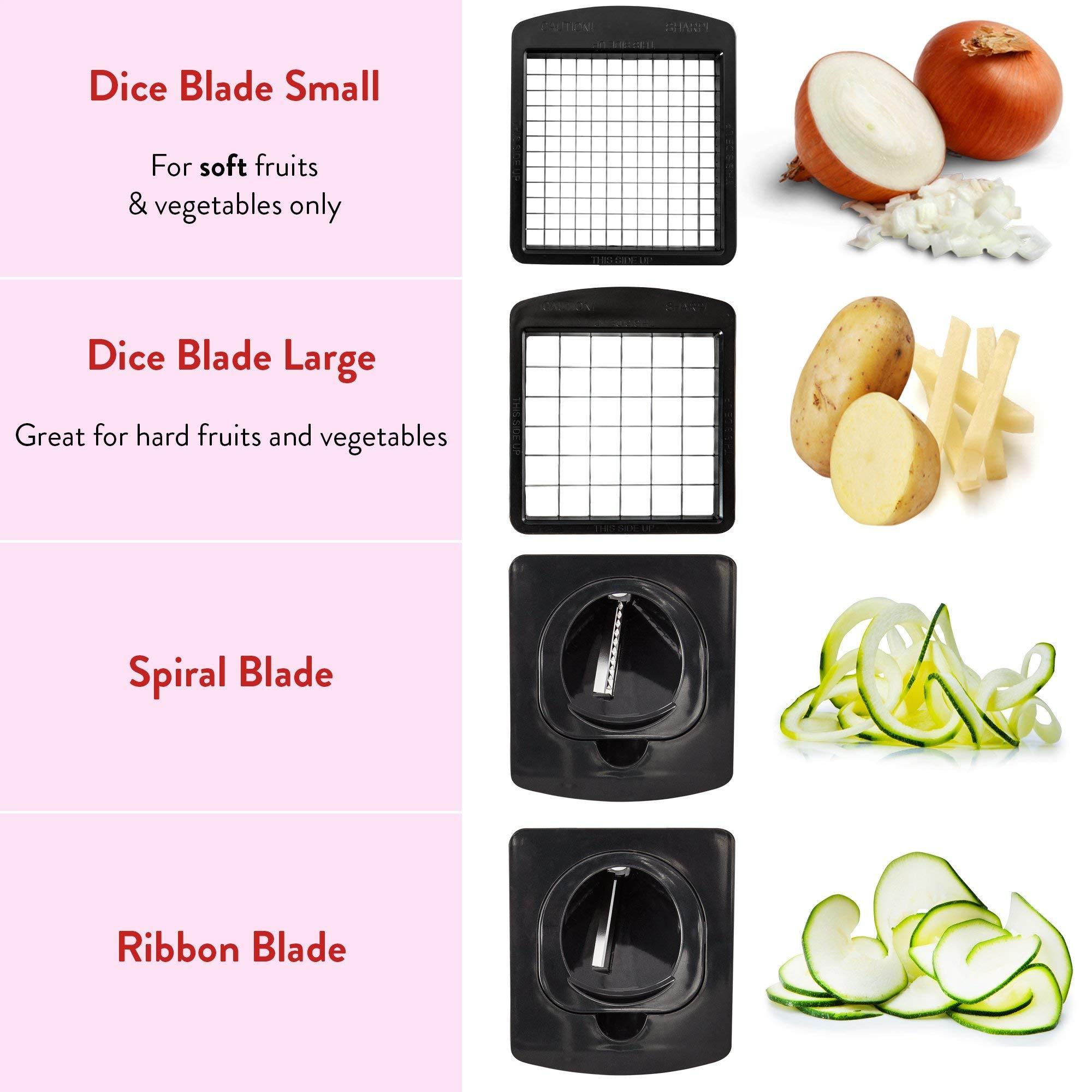 Manual Hand Easy Use Multifunctional 4 in 1 Spiralizer Vegetable Chopper Slicer Onion Food Chopper with Container