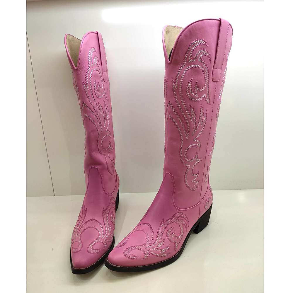 Women's Classic Pointed Toe Embroidered Western Rodeo Cowboy Cowgirl Boots Pink Trendy Womens Boots