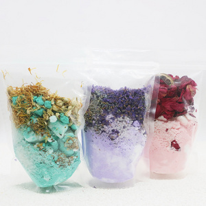 Flower Bath Fizzies Shimmer wash Bath Powder bath bombs with petals in Bag