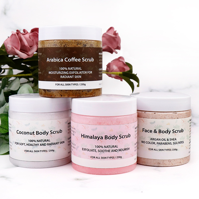 Custom Logo Cleaning Foot Scrub Exfoliating Packaging Jar Lightening Body Scrub Set Bleaching Shea Butter for Women Man Scrubs