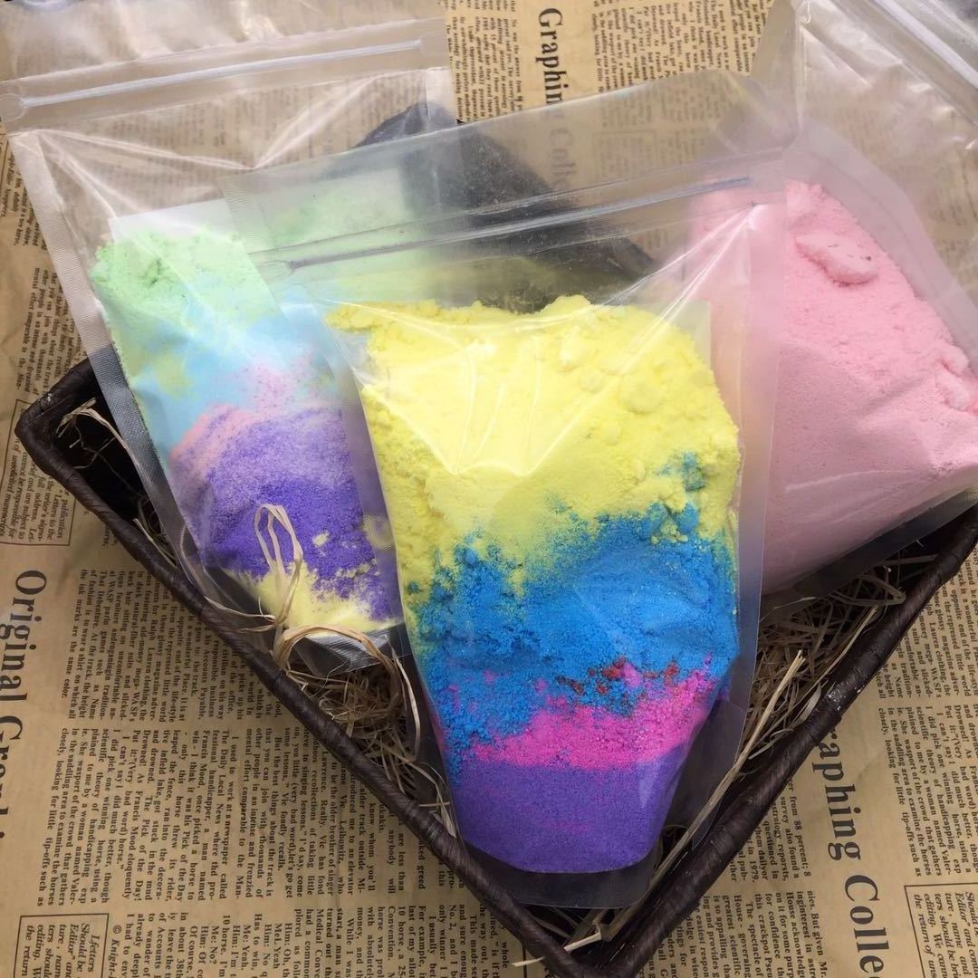 Flower Bath Fizzies Shimmer wash Bath Powder bath bombs with petals in Bag