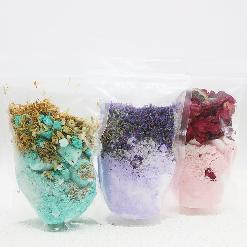 Flower Bath Fizzies Shimmer wash Bath Powder bath bombs with petals in Bag