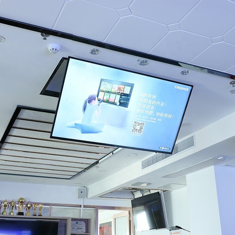 JGST Stock Wireless Remote Control Motorized TV Lift Electric Fold Down Hidden TV Ceiling Mount Up Down TV Lift