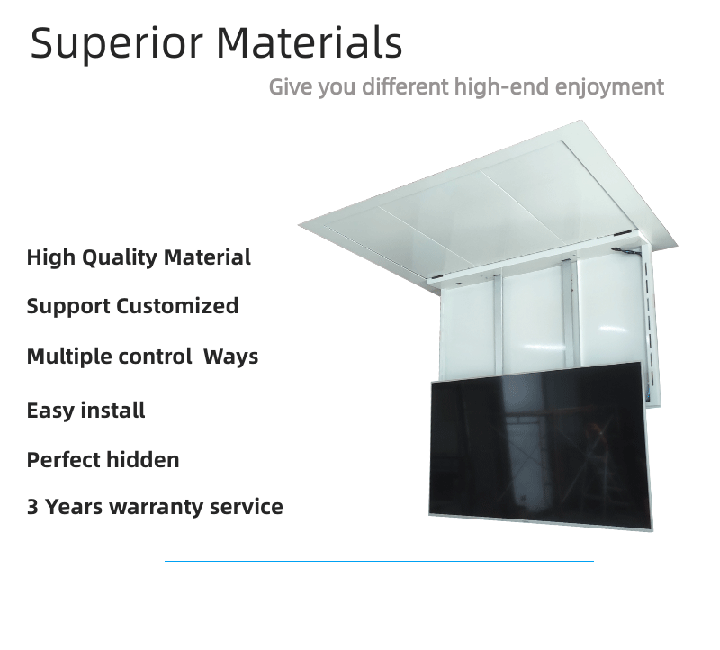 JGST Customized Motorized Ceiling Hidden flip down TV lift mount hanger with wireless remote drop down TV lift for 32-86 inch