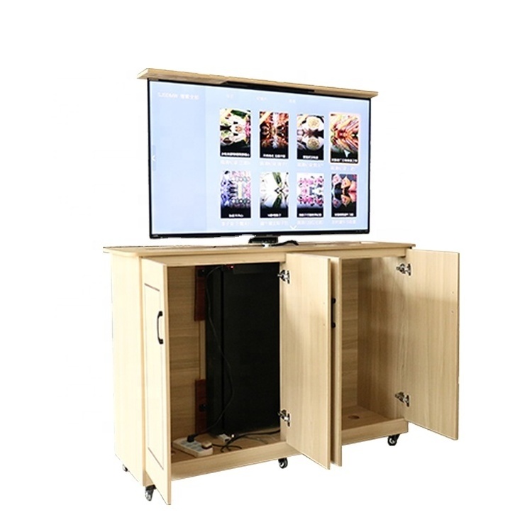 2022 Hidden Motorized Swivel Bracket Electric drop down retractable TV Stand Motorized TV Lift moount with Remote Control