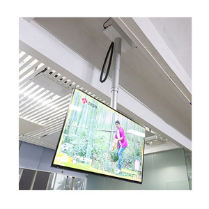 JGST new customized single column ceiling hidden telescoping Bamboo Hanging speaker Stage Lighting drop down tv lift mount