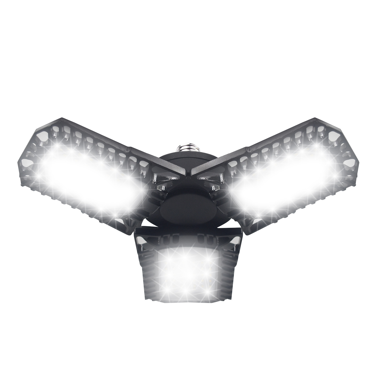 LED Garage Lights 60W E26 6000LM Deformable Lamp Tribright Garage 3 Leaf Ceiling Lighting LED Light Bulbs