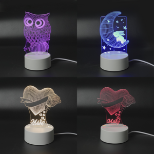 3 Colors Modes Anime Custom 3D Printing Illusion Acrylic Night Lights For Kids Cute 3D Acrylic USB Night Lights