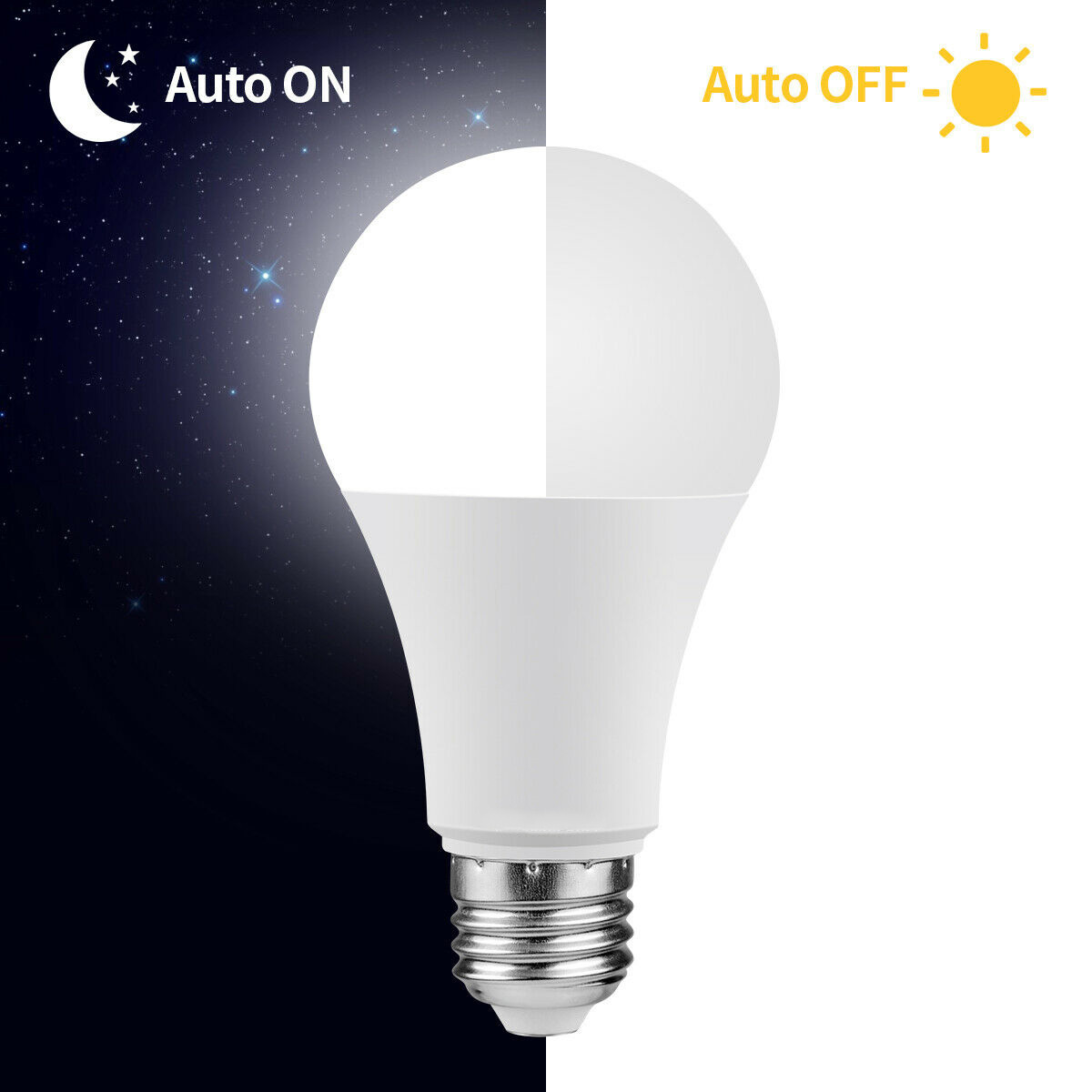 Dusk to Dawn Light Bulb 8W Smart Sensor Light Bulbs Super Bright E26 Automatic On/Off Security Lights Outdoor/Indoor