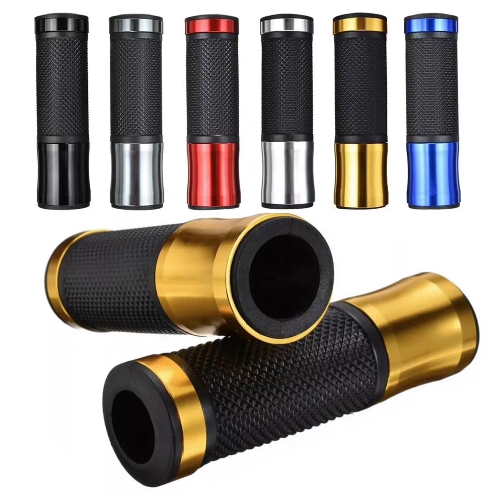 Motorcycle Universal Accessories CNC Aluminum Rubber Gel Handlebar Hand Grips 7/8