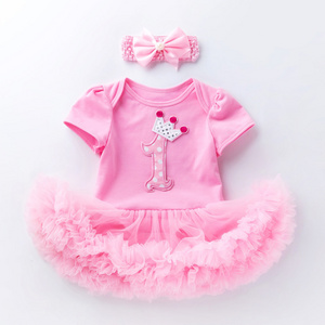 hot selling infant clothing summer baby girl dress short-sleeved princess dress 0-2 years baby birthday suit tutu skirt