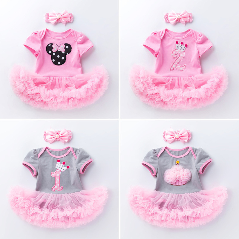 hot selling infant clothing summer baby girl dress short-sleeved princess dress 0-2 years baby birthday suit tutu skirt