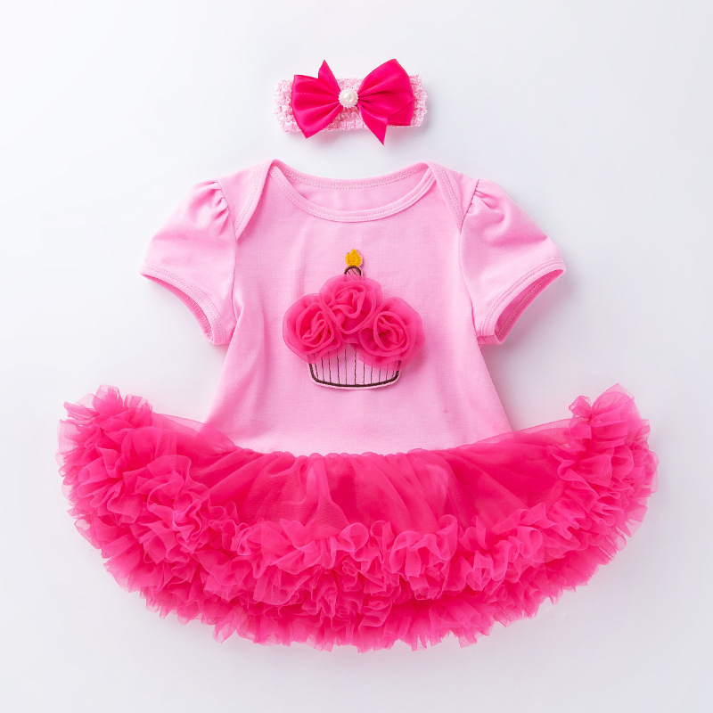 hot selling infant clothing summer baby girl dress short-sleeved princess dress 0-2 years baby birthday suit tutu skirt