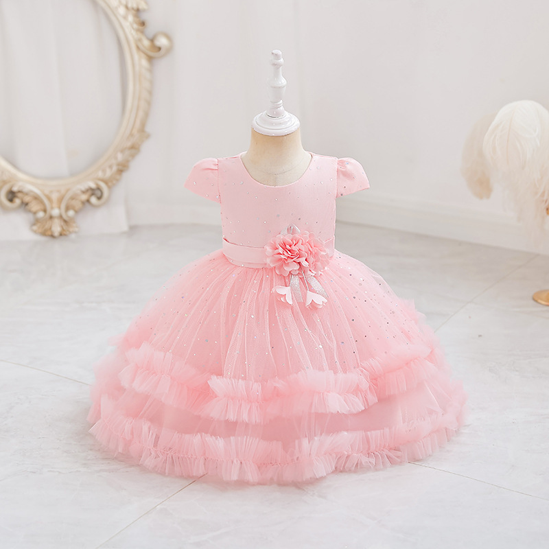 Summer Beautiful Casual Little Girls kids plain luxury clothes toddler clothing dresses baby girls dress